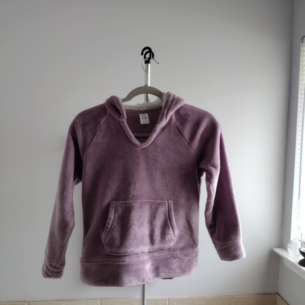 Cozy Purple Girl Plush Pullover Sweater Sherpa Lined  Size 7/8